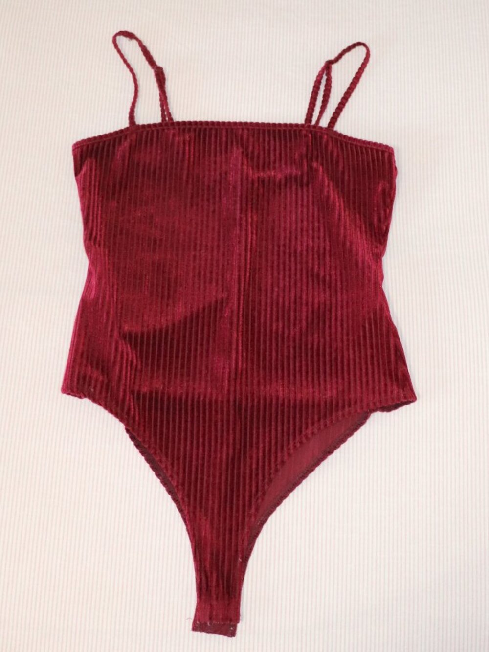 Forever 21 Red Ribbed Velvet Bodysuit